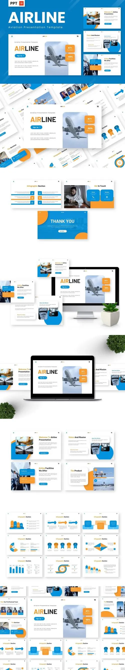 Airline - Aviation Powerpoint Templates 8D7F6SR