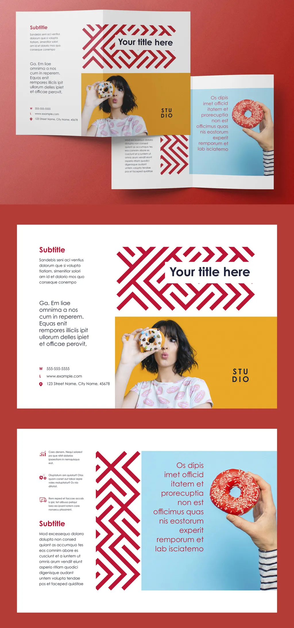 Bi-Fold Business Brochure Layout 782178394