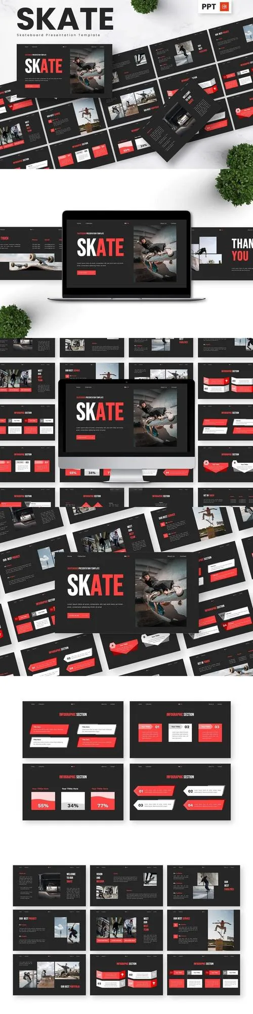 Skate - Skateboard Powerpoint Templates BLKDCV8