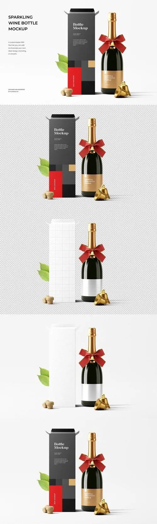 Sparkling Wine Bottle Mockup