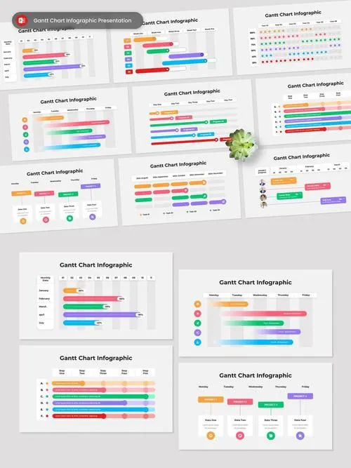 Gantt Chart Infographic Presentation PowerPoint PXPFELY