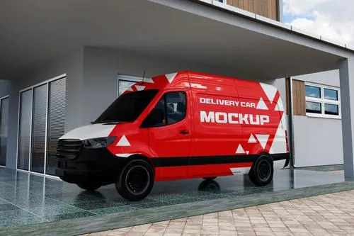 Delivery Car Mockup FNZHJL8