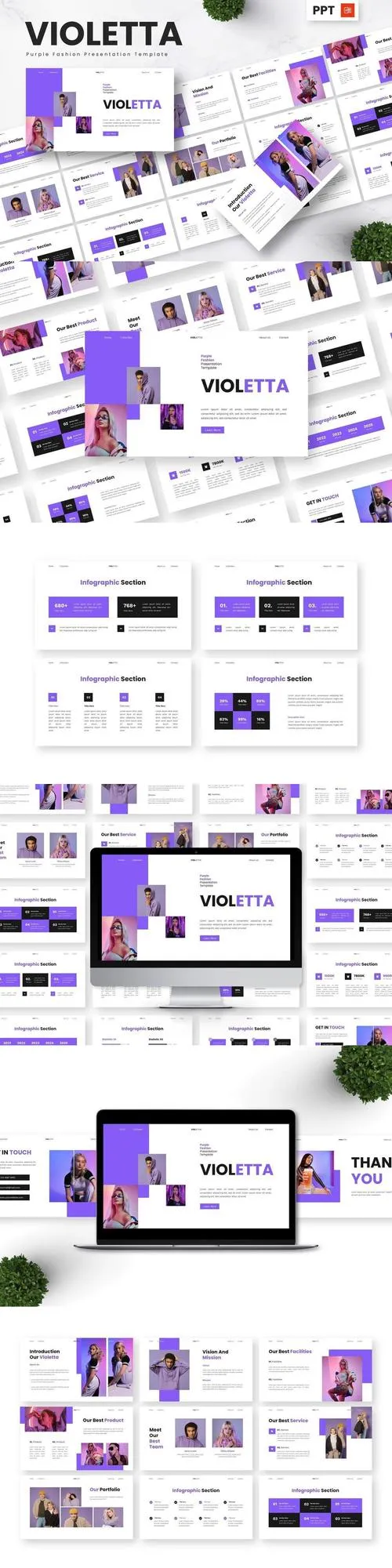 Violetta - Purple Fashion Powerpoint Templates VLGMNVV